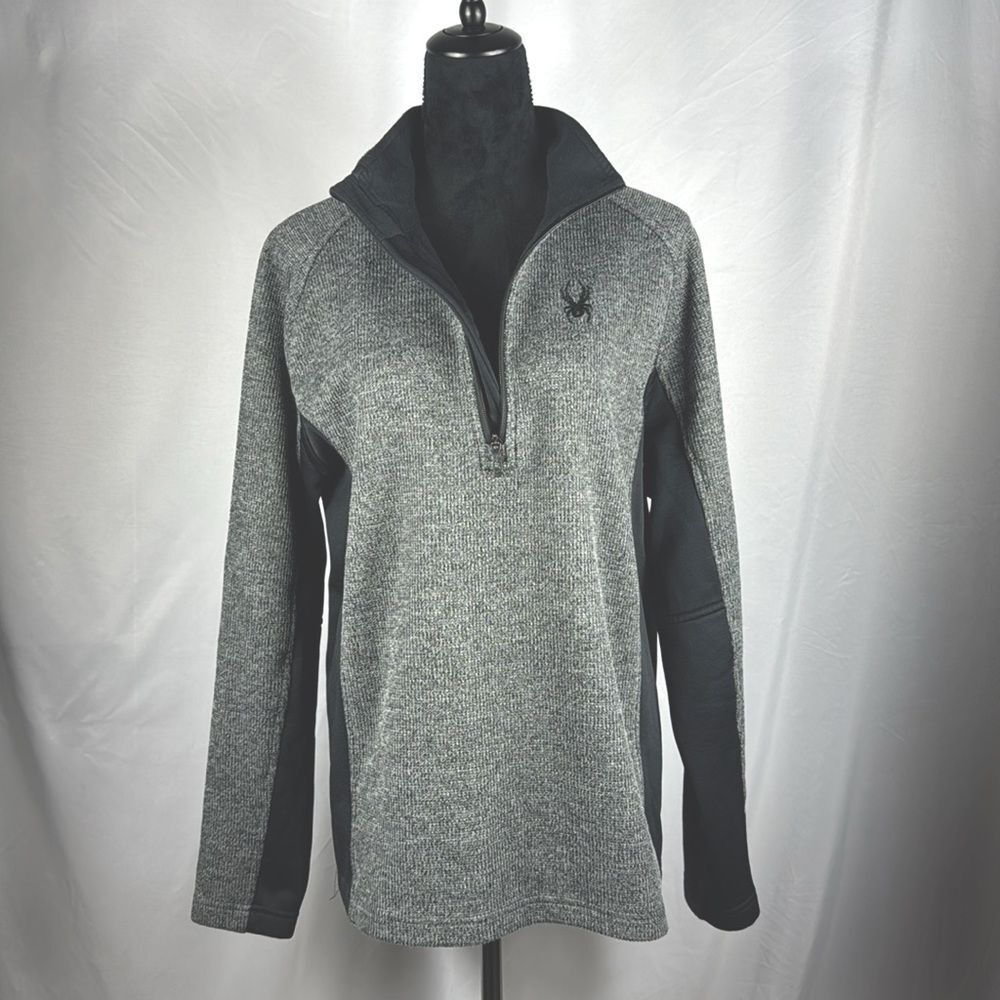Spyder Sweater Mens XL Gray 1/4 Zip Pullover Long Sleeve